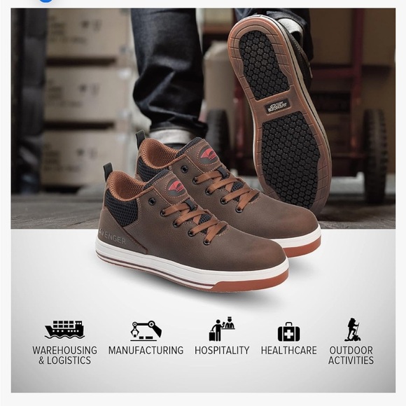 Avenger Work Boots Men's A712 Aluminum Toe Industrial Shoe size 7.5 new brown - Picture 1 of 11